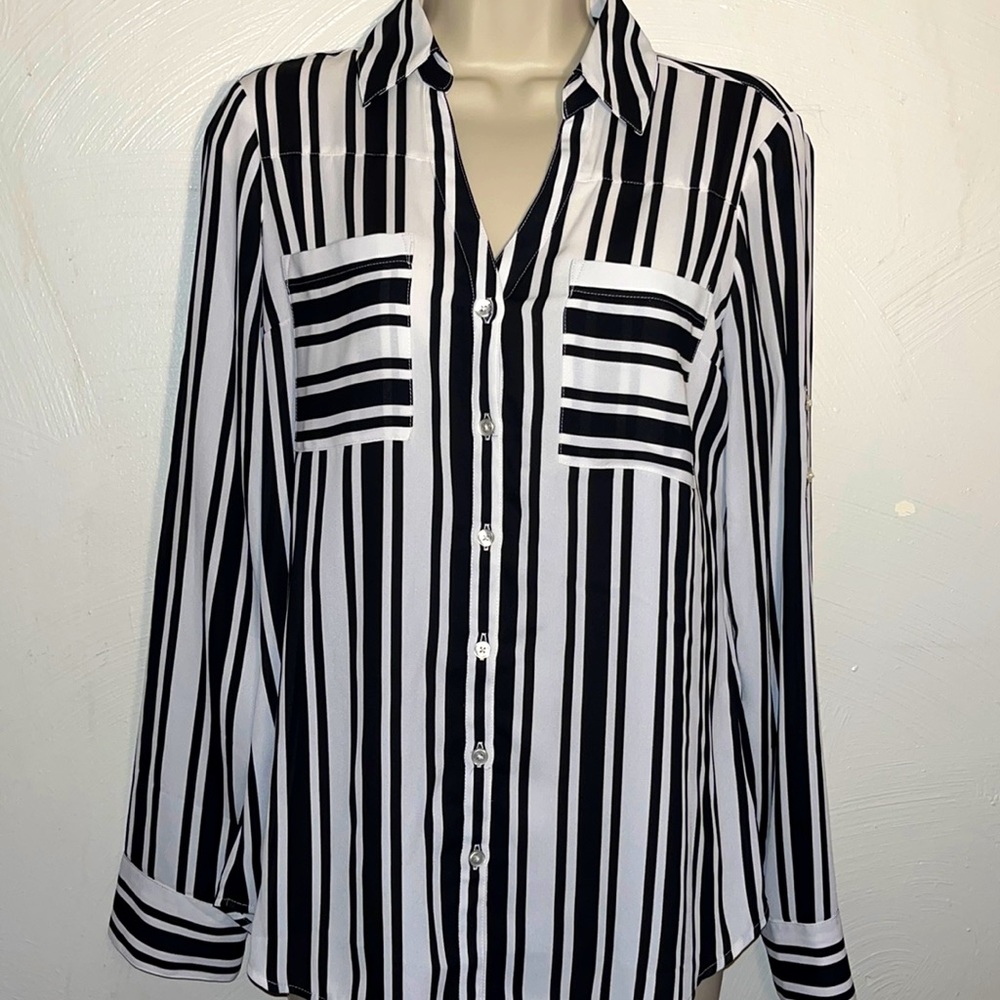 Express Portofino Shirt - Black & White Stripes